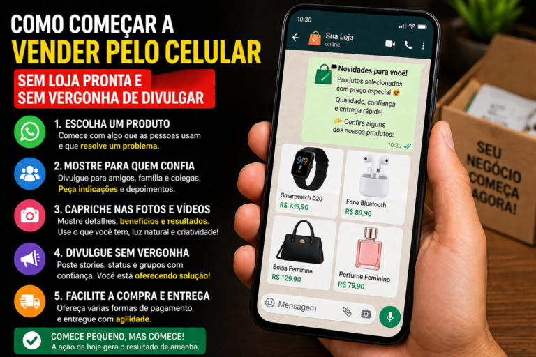 Como começar a vender pelo celular sem loja pronta e sem vergonha de divulgar