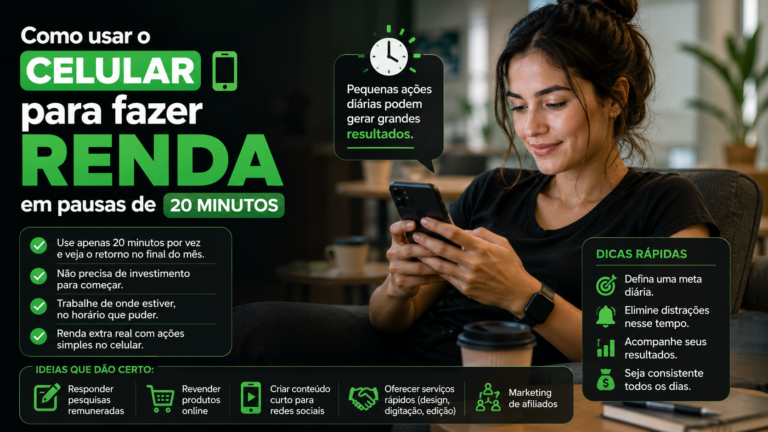 Como usar o celular para fazer renda em pausas de 20 minutos