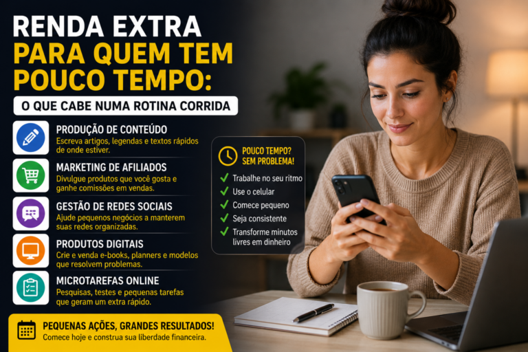 Renda extra para quem tem pouco tempo: o que cabe numa rotina corrida