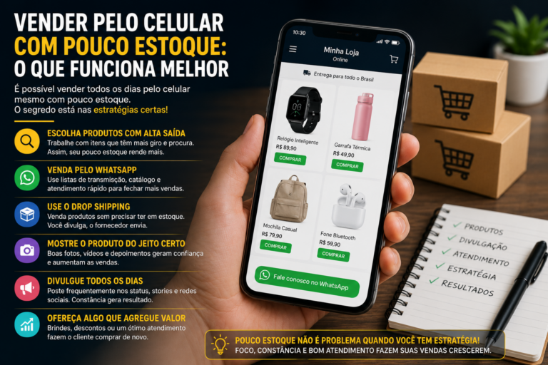 Vender pelo celular com pouco estoque: o que funciona melhor