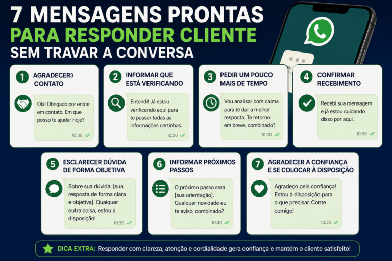 7 mensagens prontas para responder cliente sem travar a conversa