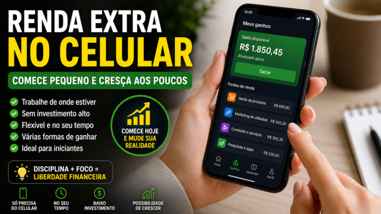 Renda extra no celular para quem quer começar pequeno e crescer aos poucosRenda extra no celular para quem quer começar pequeno e crescer aos poucos