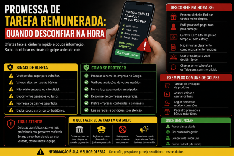 Promessa de tarefa remunerada: quando desconfiar na hora
