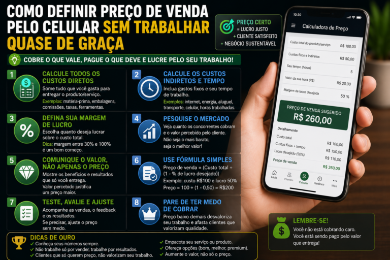 Como definir preço de venda pelo celular sem trabalhar quase de graça