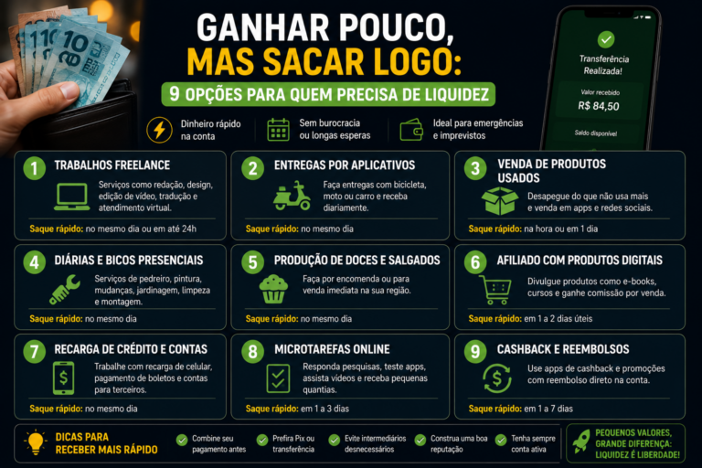 Ganhar pouco, mas sacar logo: 9 opções para quem precisa de liquidez