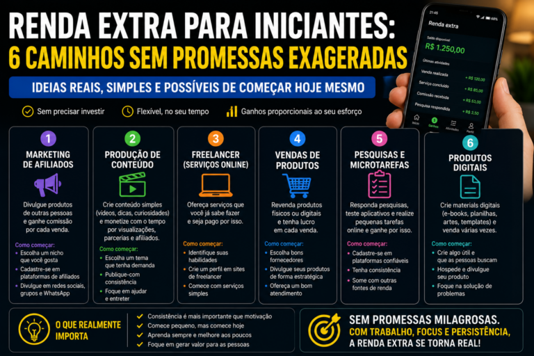 Renda extra para iniciantes: 6 caminhos sem promessas exageradas