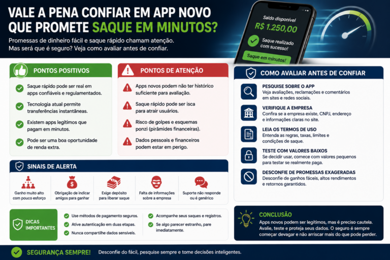 Vale a pena confiar em app novo que promete saque em minutos?