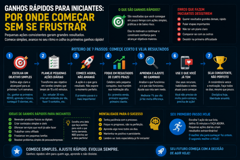 Ganhos rápidos para iniciantes: por onde começar sem se frustrar