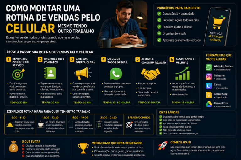 Como montar uma rotina de vendas pelo celular mesmo tendo outro trabalho