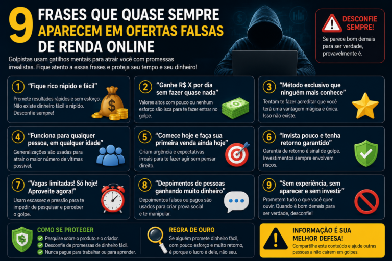 9 frases que quase sempre aparecem em ofertas falsas de renda online