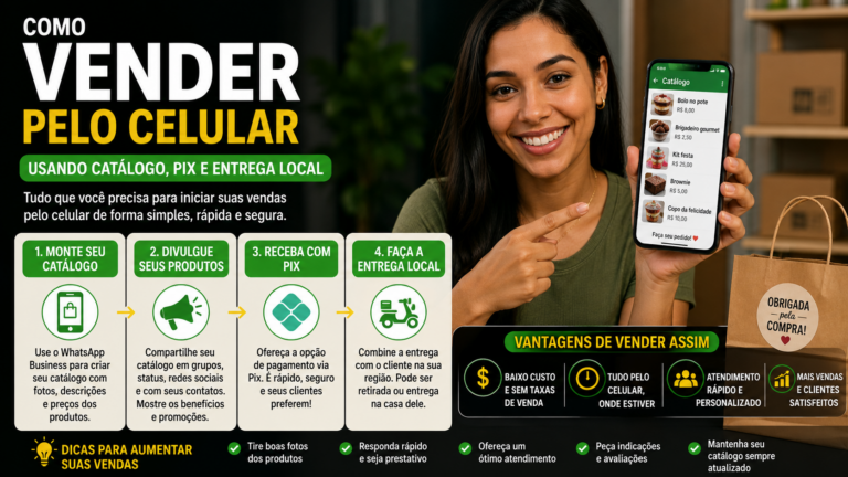 Como vender pelo celular usando catálogo, Pix e entrega local