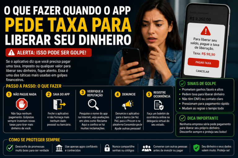 O que fazer quando o app pede taxa para liberar seu dinheiro