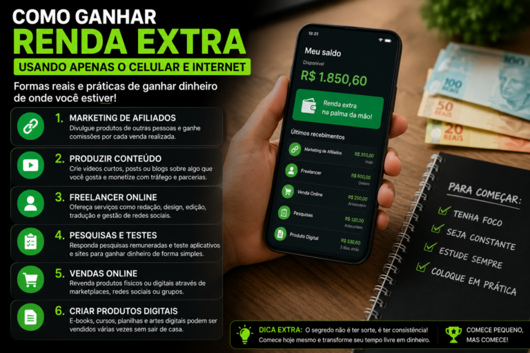 Como ganhar renda extra usando apenas o celular e internet