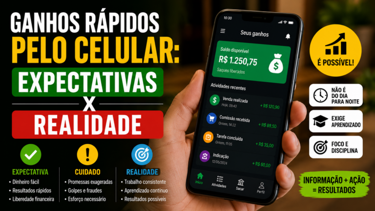Ganhos rápidos pelo celular: expectativas e realidade
