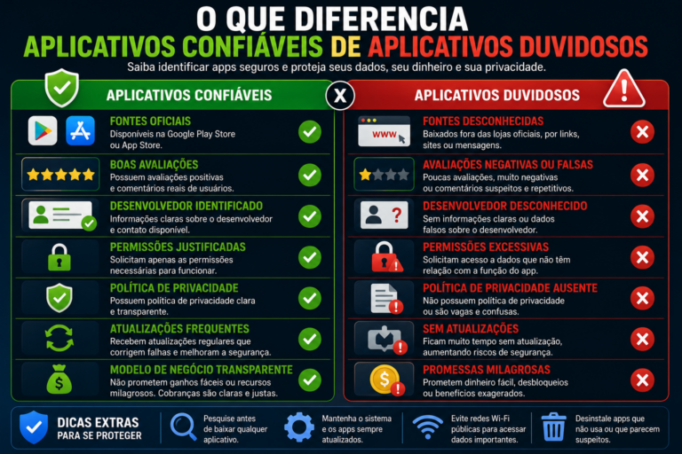O que diferencia aplicativos confiáveis de aplicativos duvidosos