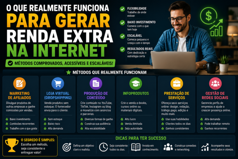 O que realmente funciona para gerar renda extra na internet