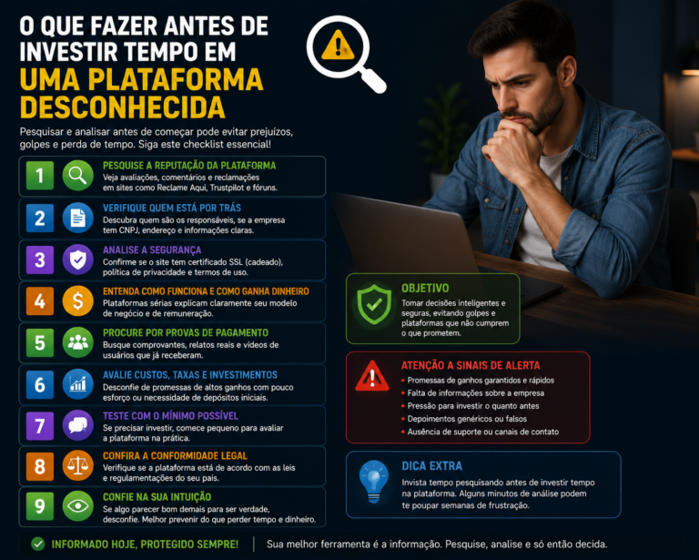 O que fazer antes de investir tempo em uma plataforma desconhecida