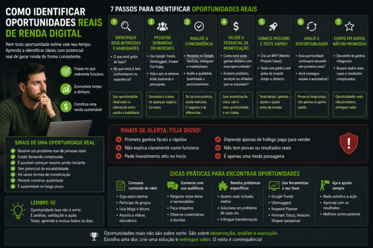 Como identificar oportunidades reais de renda digital