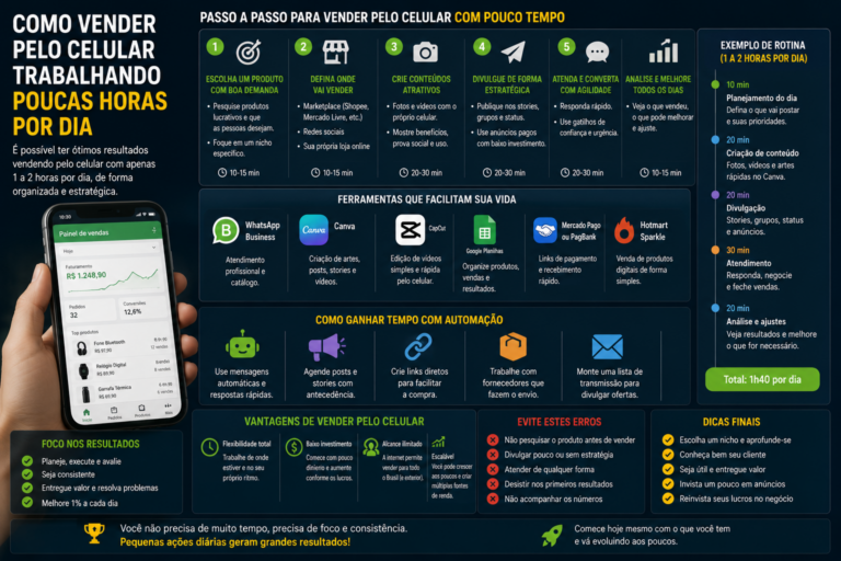 Como vender pelo celular trabalhando poucas horas por dia