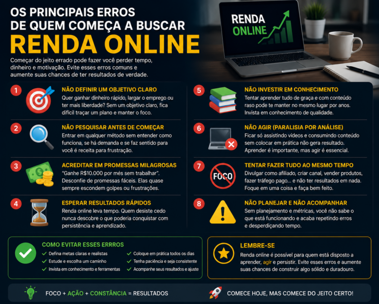 Os principais erros de quem começa a buscar renda online
