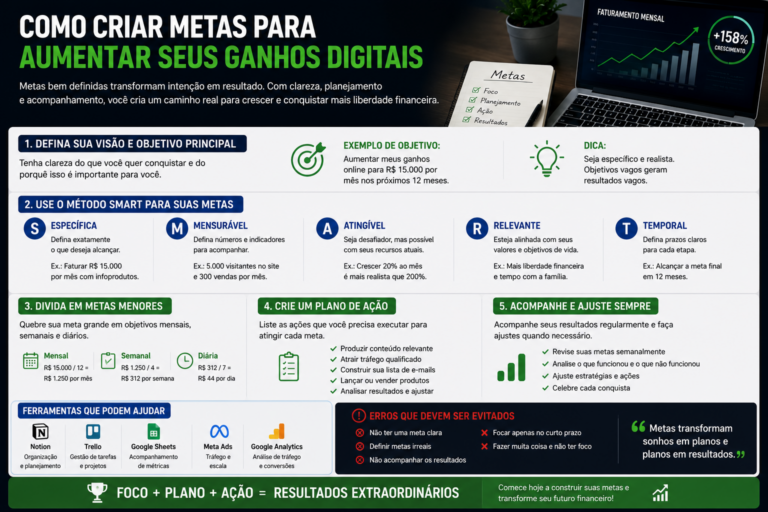 Como criar metas para aumentar seus ganhos digitais