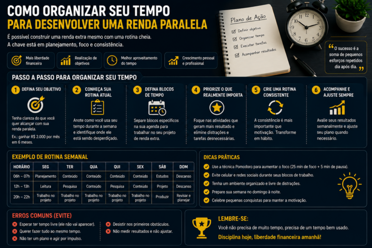 Como organizar seu tempo para desenvolver uma renda paralela