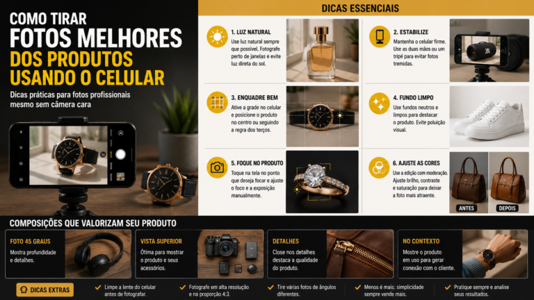 Como tirar fotos melhores dos produtos usando o celular