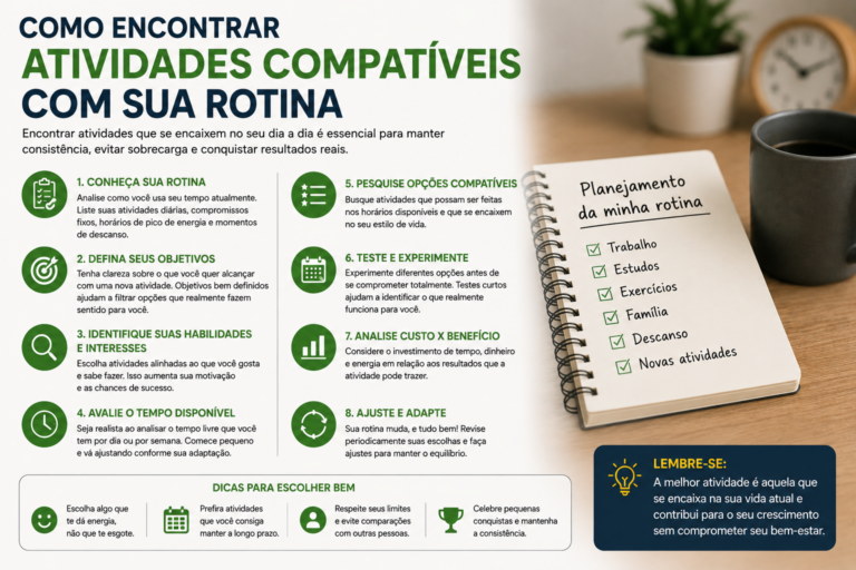 Como encontrar atividades compatíveis com sua rotina