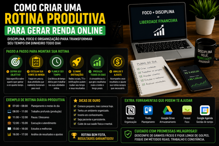 Como criar uma rotina produtiva para gerar renda online