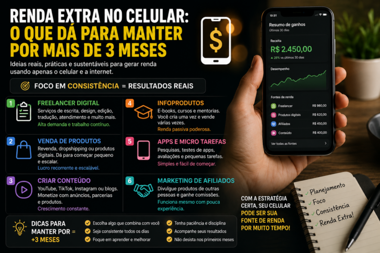 Renda extra no celular: o que dá para manter por mais de 3 meses