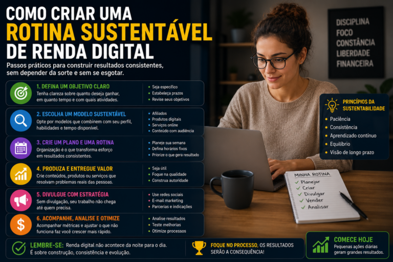 Como criar uma rotina sustentável de renda digital
