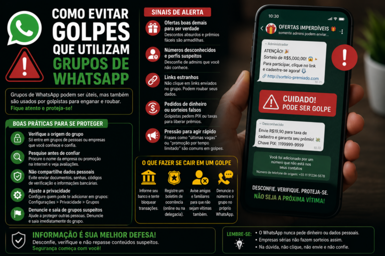 Como evitar golpes que utilizam grupos de WhatsApp