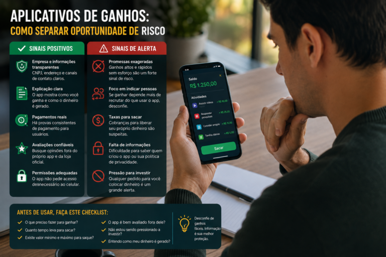 Aplicativos de ganhos: como separar oportunidade de risco