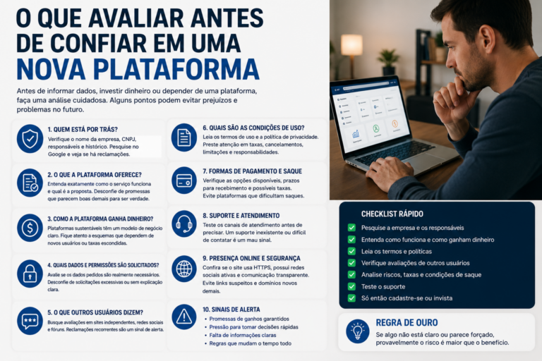 O que avaliar antes de confiar em uma nova plataforma