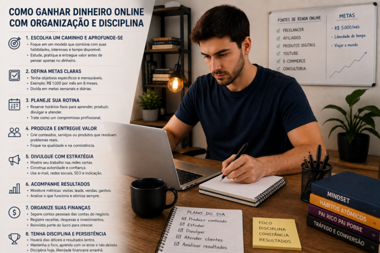 Como ganhar dinheiro online com organização e disciplina