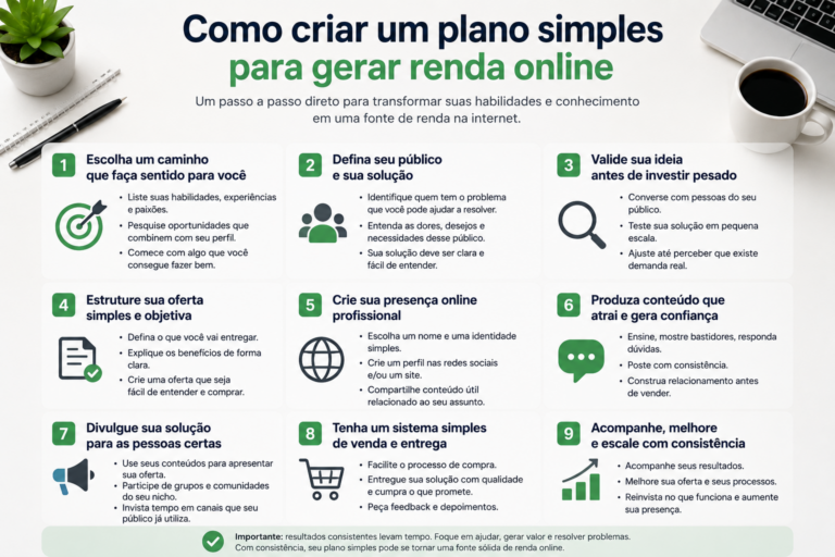 Como criar um plano simples para gerar renda online